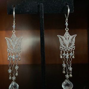 "Art Deco" tulip and crystal earrings
